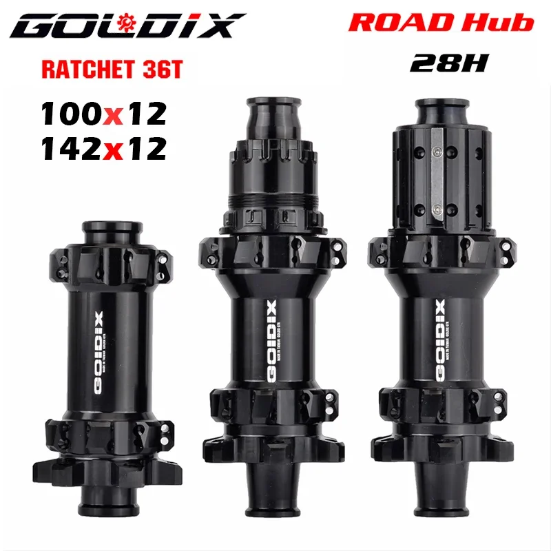 

GOLDIX 28H ROAD Hub Sealed Bearing Compatible Ratchet 36T Road for SHIMANO SRAM 11Speed Cassette Bike Front 100x12 rear 142x12