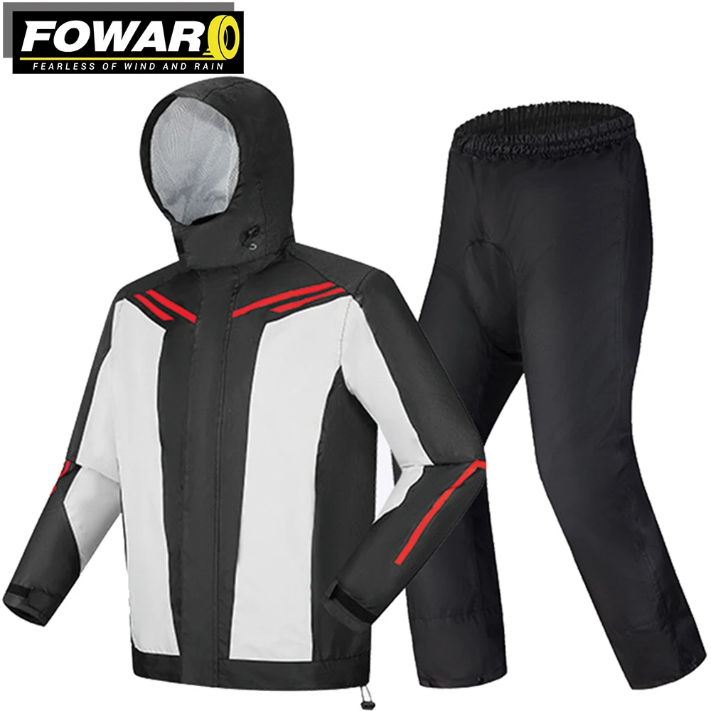 Motorcycle Raincoat Jacket Men Women Rain Cover Fishing Clothing Windproof Waterproof Raincoat Hat Impermeable for Riding Cyclin