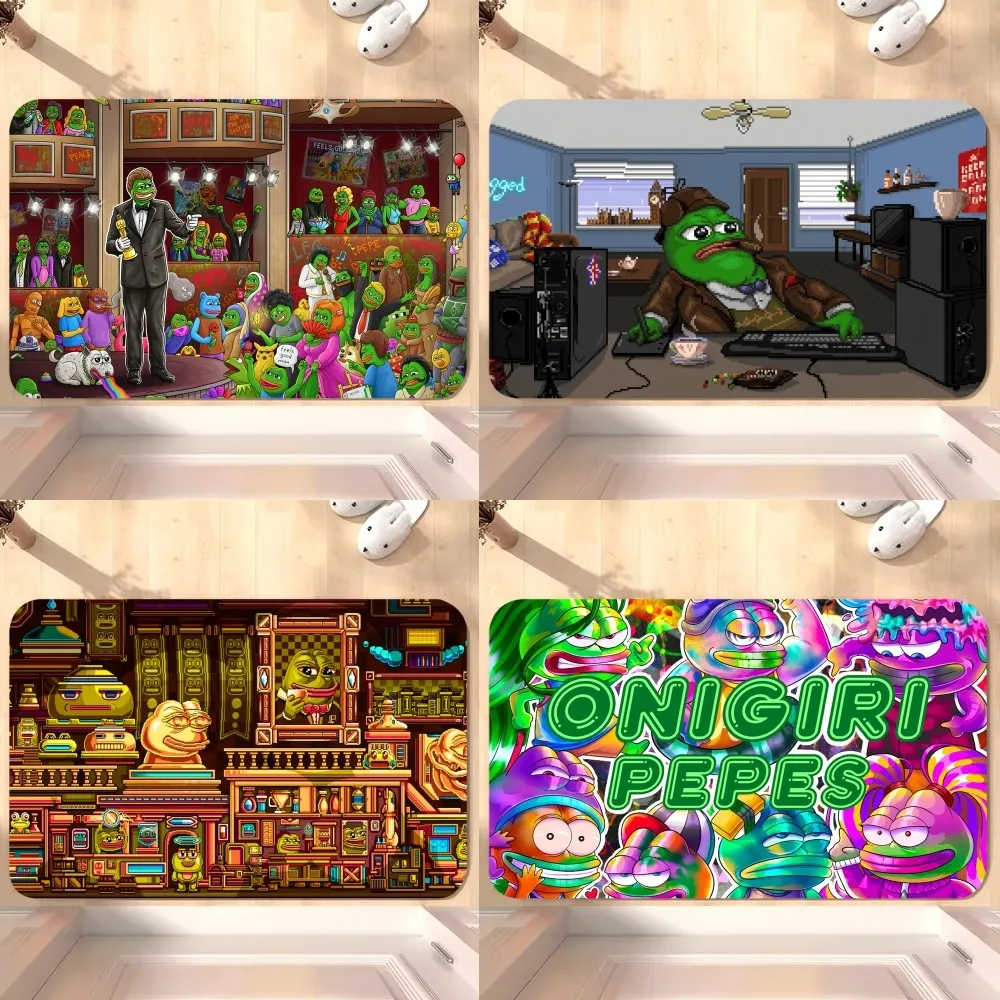 Divertido f-frog Sad p-pepe D alfombrilla para el suelo, dormitorio, cocina, puerta, casa de baño, pie súper absorbente, antideslizante