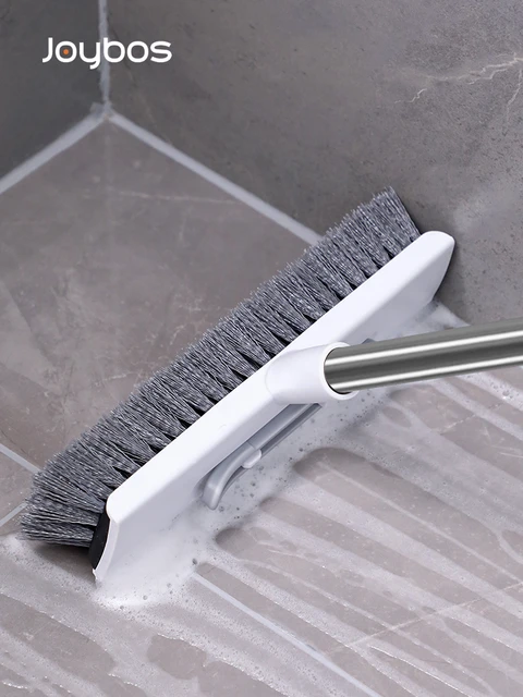 JOYBOS Floor Scrub Brush 2 In 1 Garage Bathroom Wiper Stiff Bristle Window  Squeegee Magic Broom