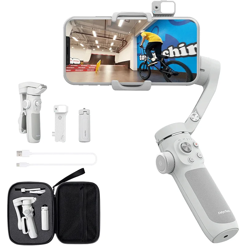 FeiyuTech VB4SE Kit 3-Axis Handheld Phone Gimbal For Reels YouTube Videos With Light and Follow Focus Module + Storage Bag handheld gimbal stabilizer gimbal stabilizer handheld gimbal