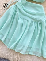 SINGREINY 3D Floral Chiffon Seaside Dresses Summer Fairycore Off Shoulder A-line Lace Up Holiday Sensual Hollow Out Mini Dresses - Image 5