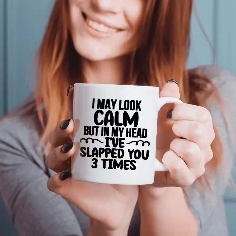 Funny 'I Might Look Calm' White Ceramic Coffee Mug, 11 oz - Perfect Novelty Gift