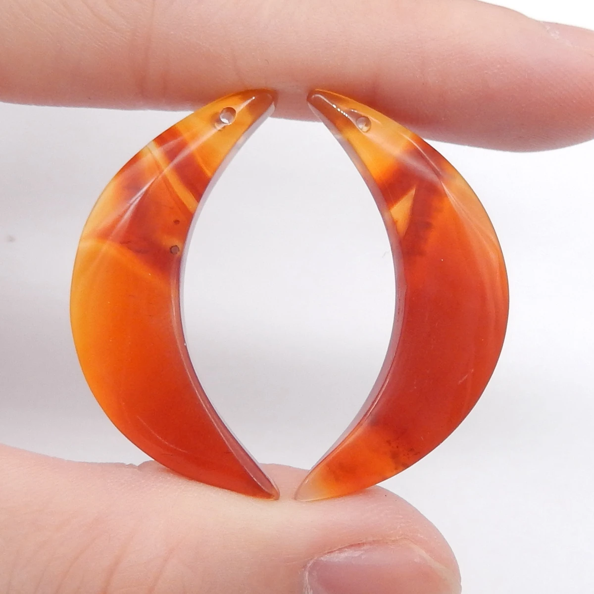 Natural Red Agate Moon Shape Carved Earrings for Women, Loose Gemstone for Jewelry Making