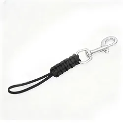 Marine Grade Steel Diving Lanyard with Braided Rope and Swivel Hook Clip (Black)
