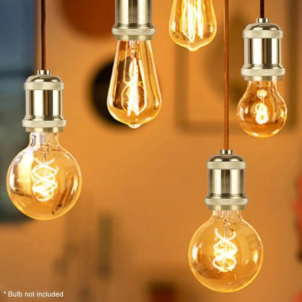 3 Pack Industriale Lampada A Sospensione, Portalampada Vintage Retro E27 Edison Lampadina Luce Pendente KIT Adattatore Con Cavo Intrecciato A Spirale Per Camera Da Letto Soggiorno Balcone Caffetteria - Foto 7