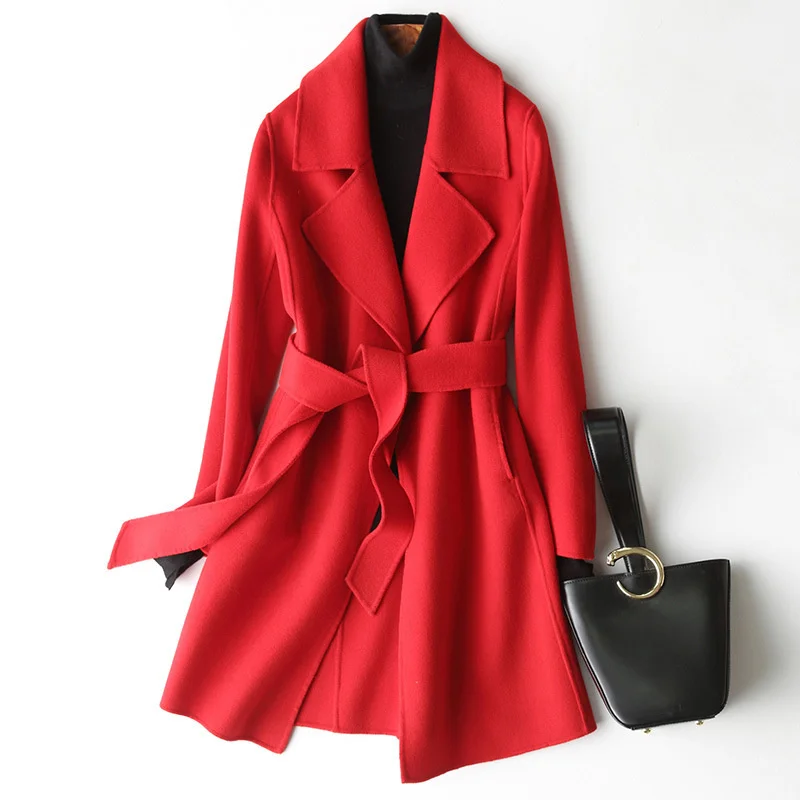 

Double sided woolen coat Women's medium long 2022 new small woolen coat