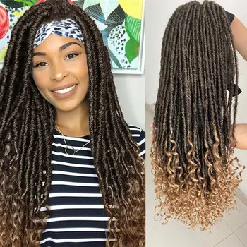 26 Inch Long Ombre Headband Dreadlock Wig Synthetic Hair Crochet Braid Wig Heat Resistant Wigs For Black Women Men In Daily