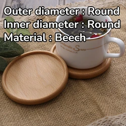 TIME OWNER Wood Coasters - Durable Heat Resistant Square Drink Mats for Tea, Coffee, and Beverages (RR Beech)