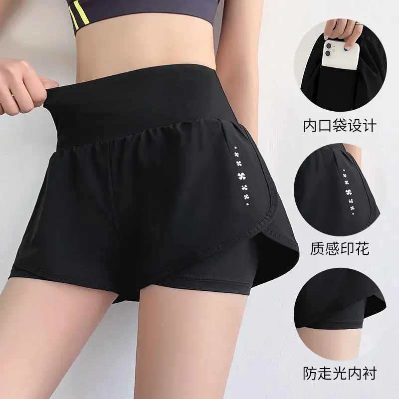 Pantalones cortos deportivos de doble cubierta para mujer, ropa deportiva para correr, Yoga, gimnasio, entrenamiento, trotar, verano, 2022