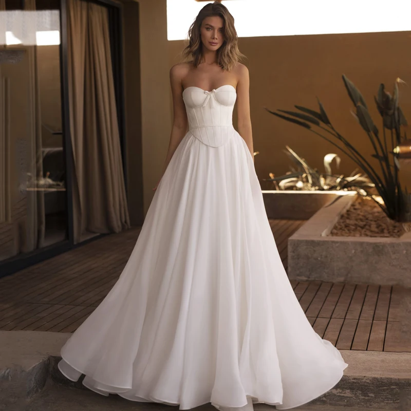 

Элегантное свадебное платье-трапеция, 2 предмета, свадебное платье милой невесты в стиле бохо, Пляжное фатиновое свадебное платье, Индивидуальный размер