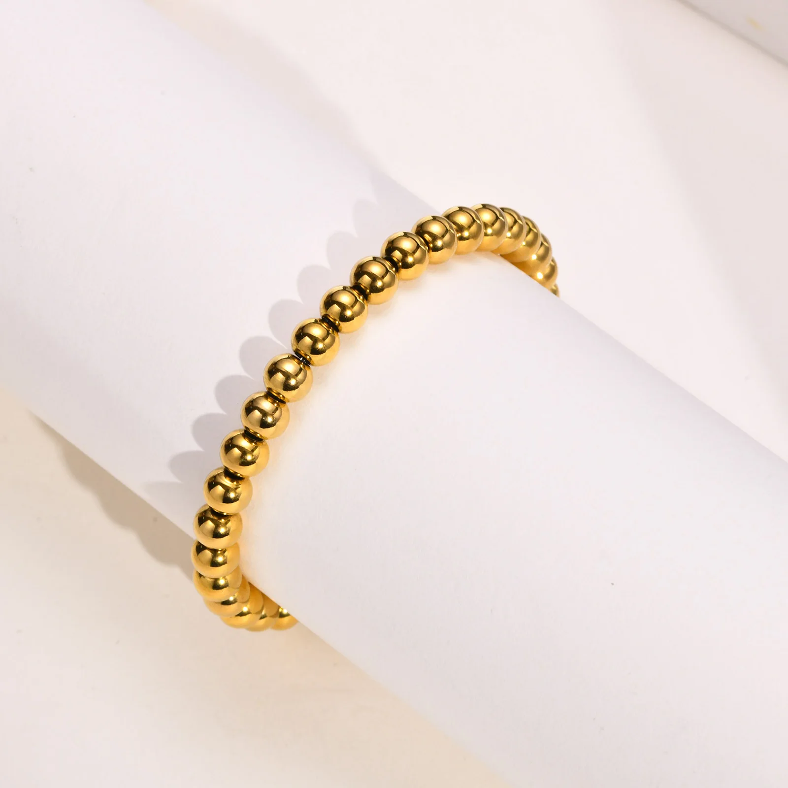 Bracciale con perline da donna con catena in acciaio inossidabile pendente a sfera regolabile  36