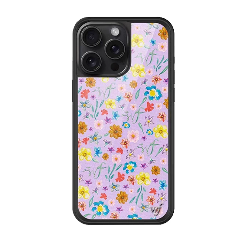 Floral Cartoon Animal Acrylic Phone Case - Wildflower Kawaii Design
