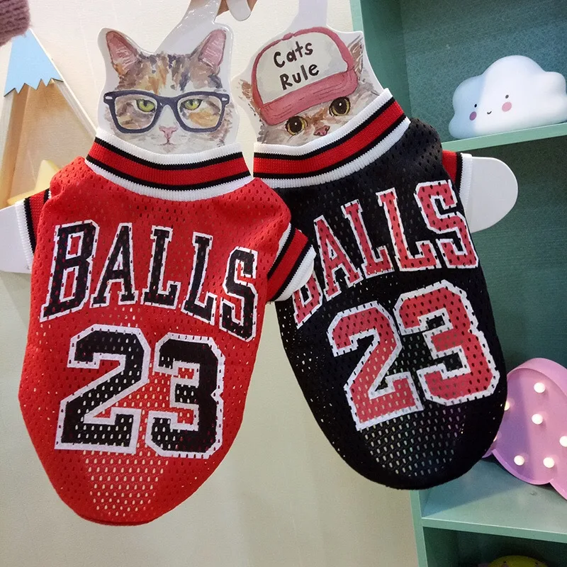 Letter Breathable Dog Clothes Basketball Vest Pet Clothing Dogs