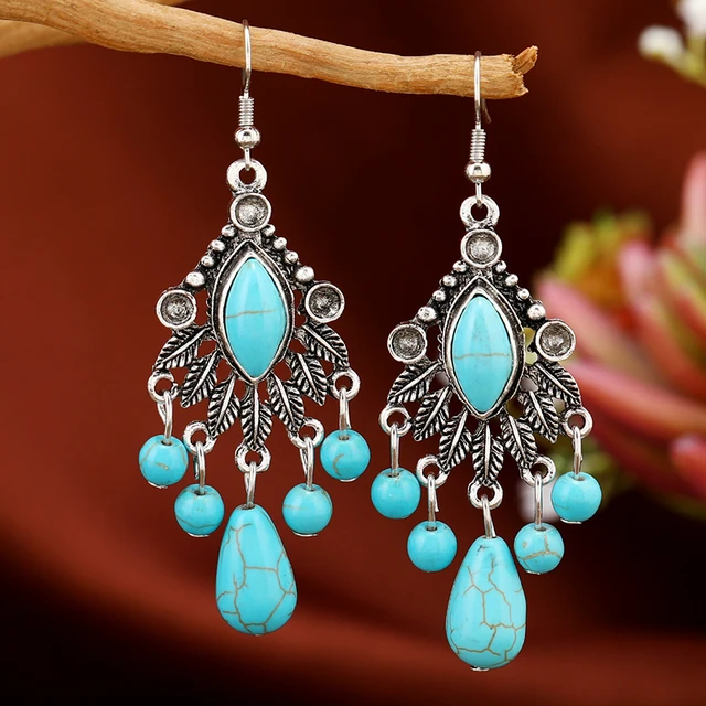 Chaco Canyon Campitos Turquoise Etched Leaf Drop Earrings - 22656477 | HSN