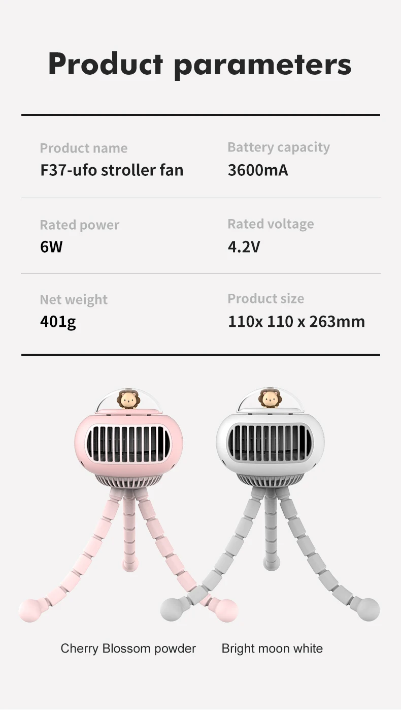 Summer USB Mini Rechargeable Fan for Baby Stroller Handy Bladeless Turbo Fan Type-C Small Handheld Fan with 3600mAh Battery Baby Strollers