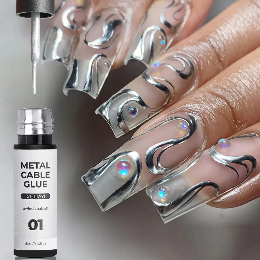 5ml Metallic Liner Painting Gel Nail Polish Chrome Rose Gold Silver Super Bright Mirror Effect Drawing French Gel NailArtVarnish