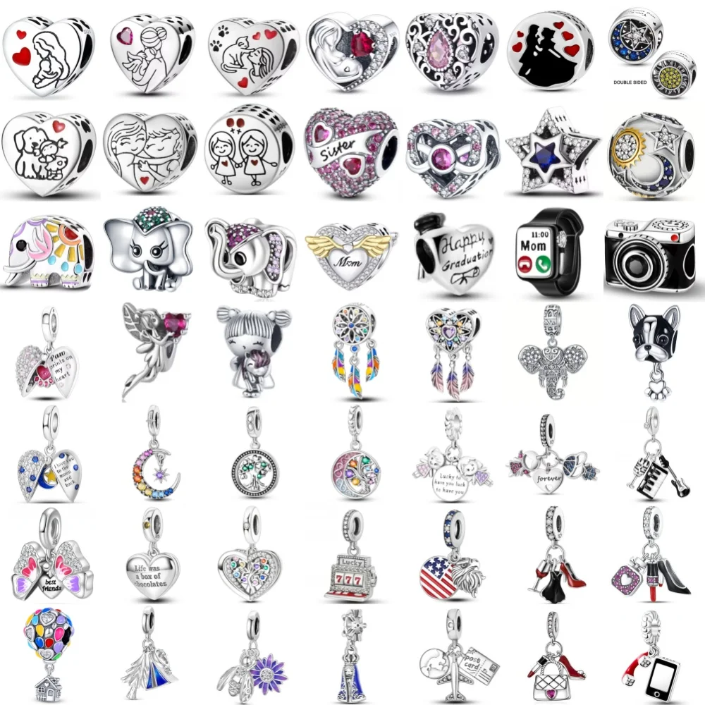 2026 새로운 , 코끼리, 카메라 비즈, 립스틱, 하이힐 펜던트, 오리지널 팔찌, DIY 액세서리, 고급 주얼리