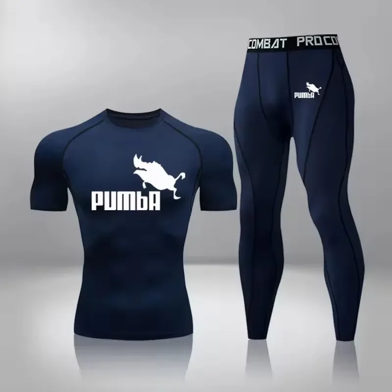 Joke The Pumba Printed Men's 2-piece Set Oversized Funny Graphic Tees for Men Summer Gym Fitness Running Set Tracksuit