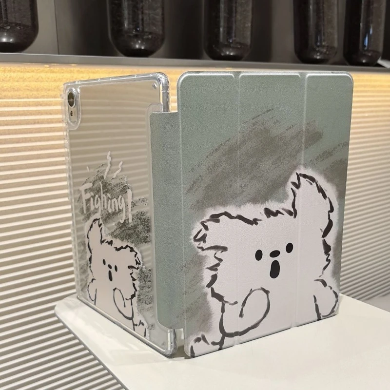 Cartoon Puppy Smart Tablet Case with Pencil Holder & Stand