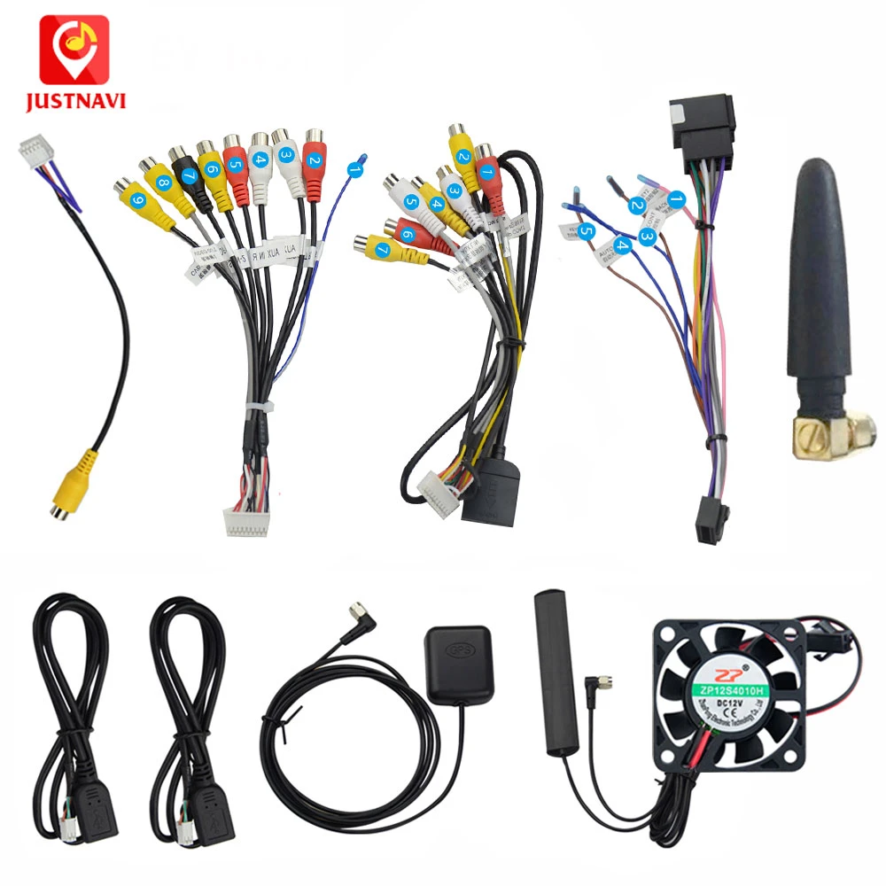 Justnavi Android Car Radio Power Cable Gps Adapter Iso 4g Wifi Output