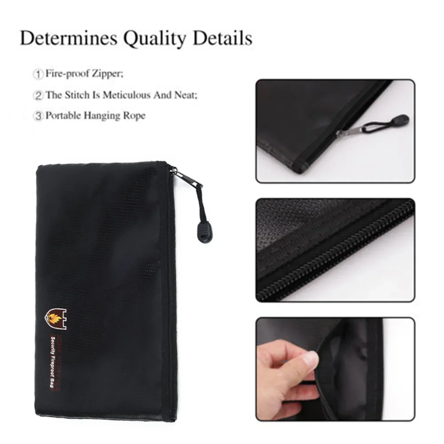 Document Bag Fire Resistant Protection Storage Bag With Zipper Closure Silica Glass Fabric Fireproof Pouch Money Files Safety 3