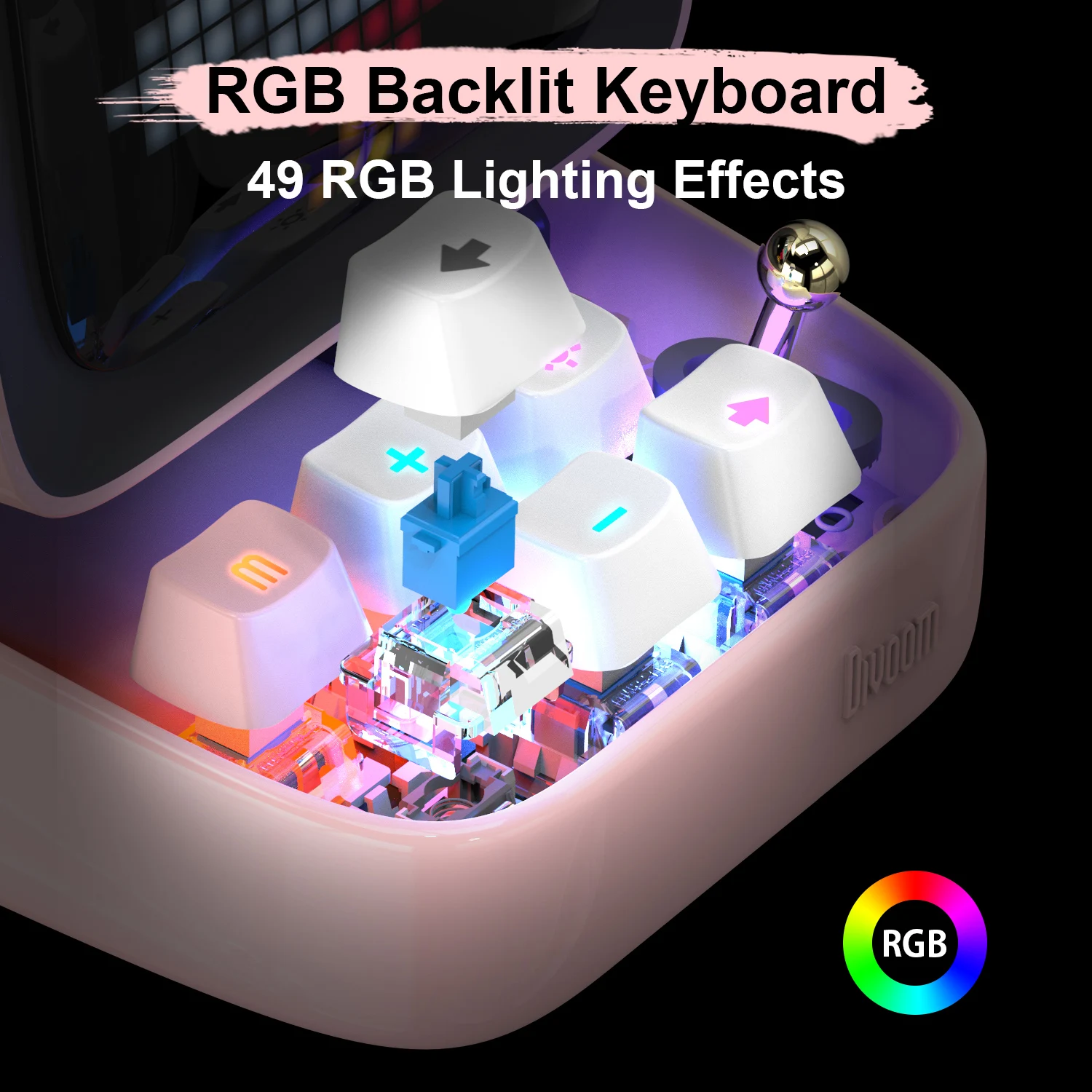 Ditoo 블루투스 스피커, 레트로 픽셀 아트 게임, 16X16 LED 앱 제어 전면 스크린 핑크, DIY LED 디스플레이 보드