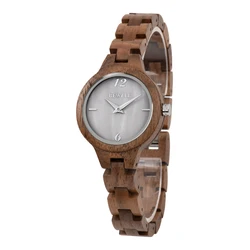 Elegant Women's Analog Watch - Crafted from Natural Wood with Japanese Quartz Movement, 33mm (150B)
