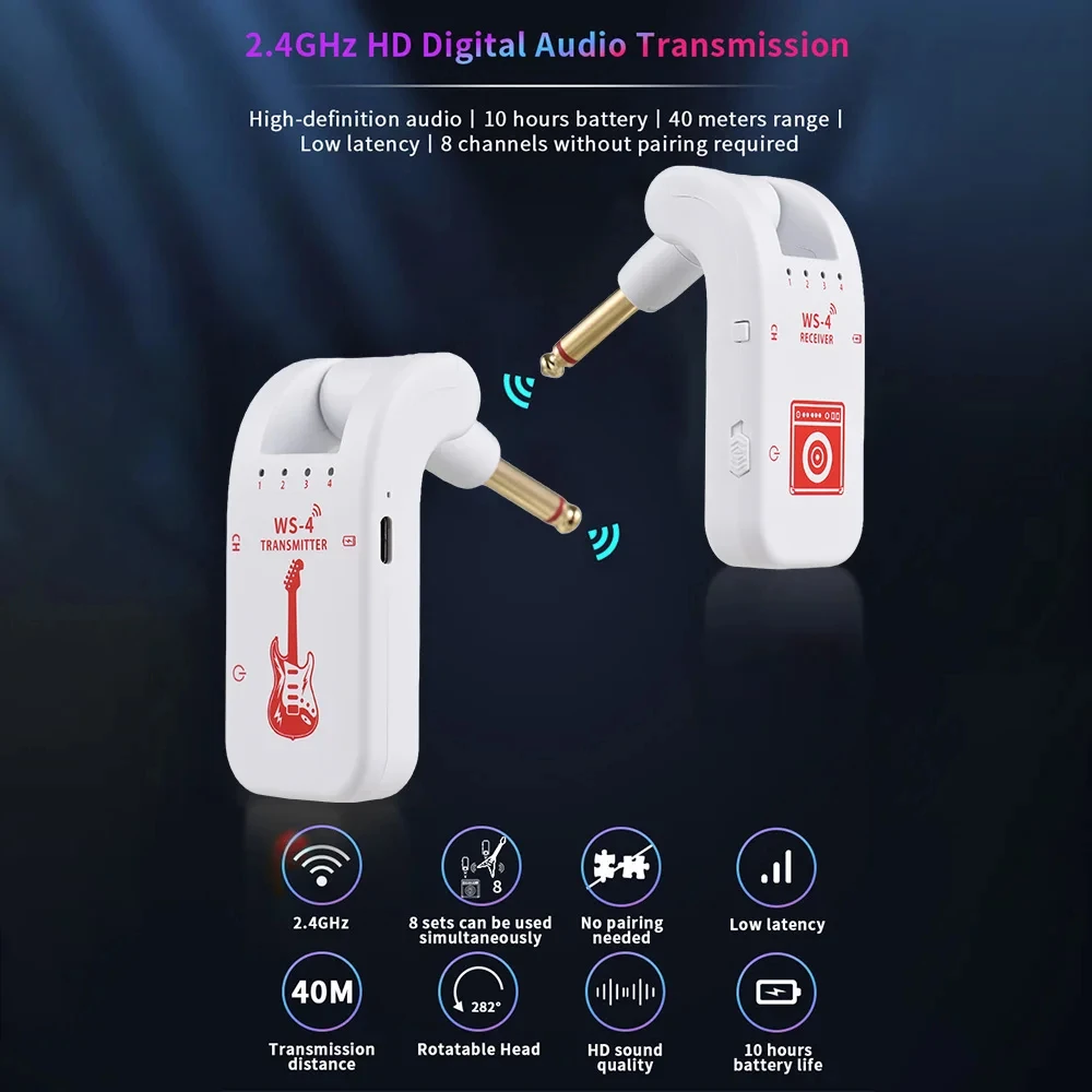 2.4G Wireless Guitar System Transmitter Receiver Set