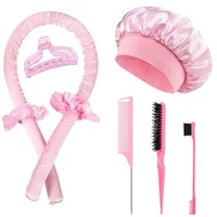 Ensemble de fer à friser sans chaleur, capuchon de nuit, ensemble de rouleaux de cheveux, bigoudis paresseux, bandeau, rouleaux de poils, brosse à poils, outils de coiffure 1