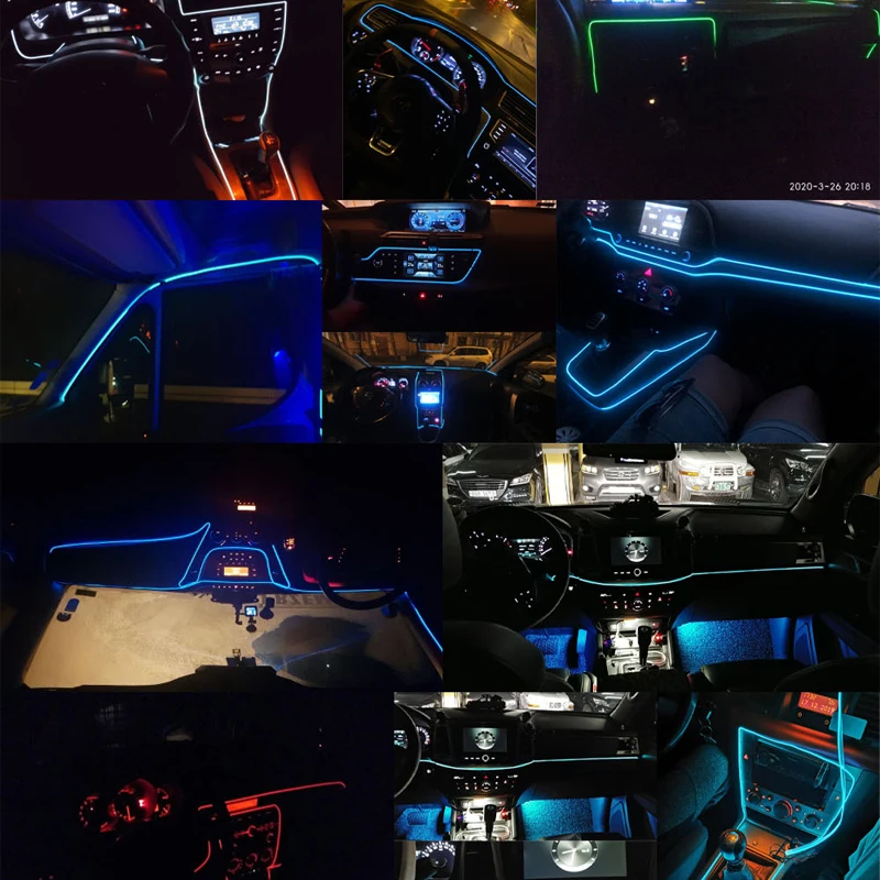 1M/2M/3M/5M Car Interior Light LED Strip Decoration Flexible Neon Lights Car Atmosphere Lamp 12V Universal Auto Ambient Light