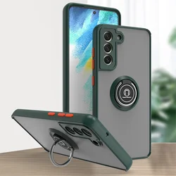 Shockproof Magnetic Ring Holder Case with Stand Cover - Galaxy S21 UItra (Dark Green)