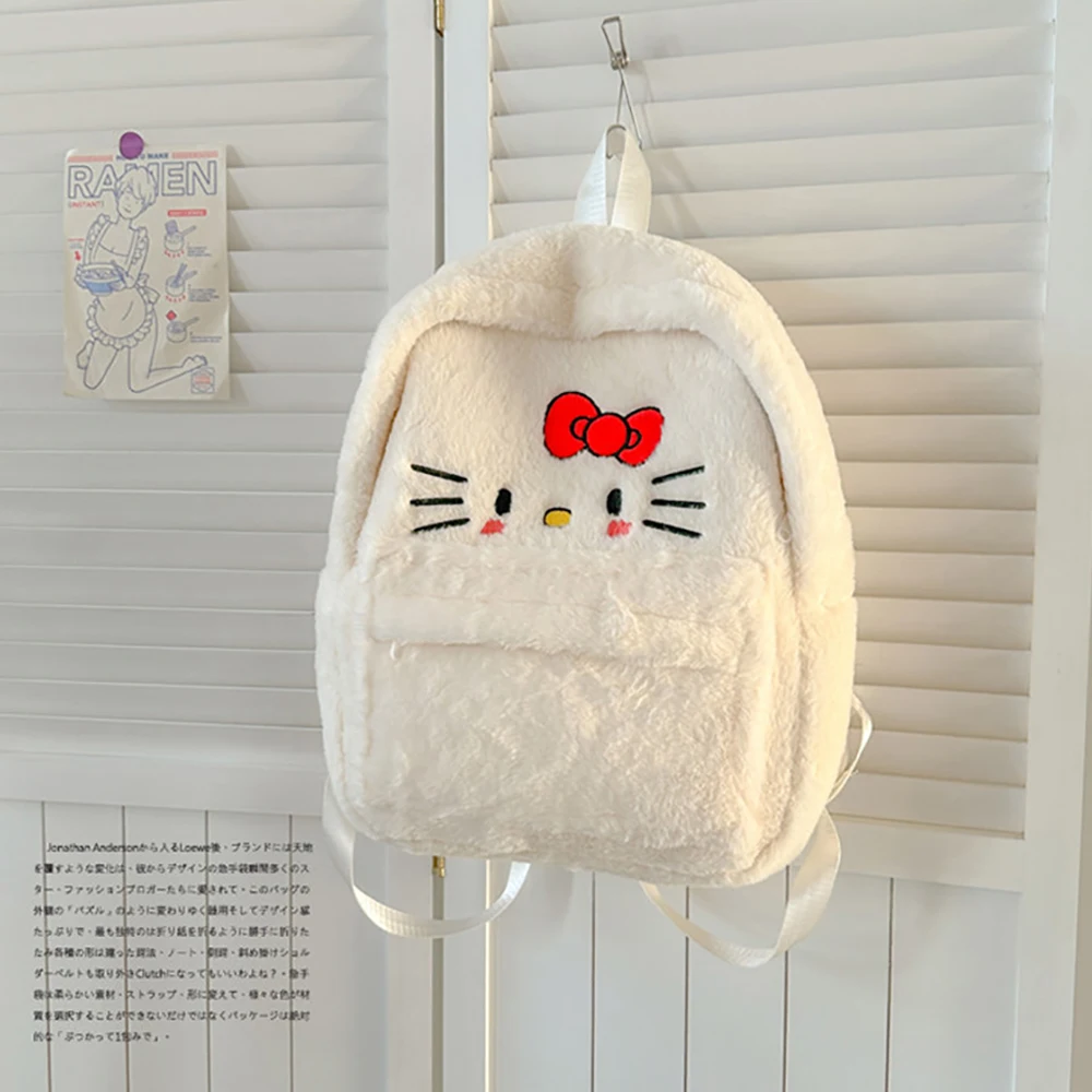 

Hellokitty Plush Schoolbags Sanrio Anime Plush Bags Children's Cartoon Backpack Large Capacity Handbags Student Textbook Satchel