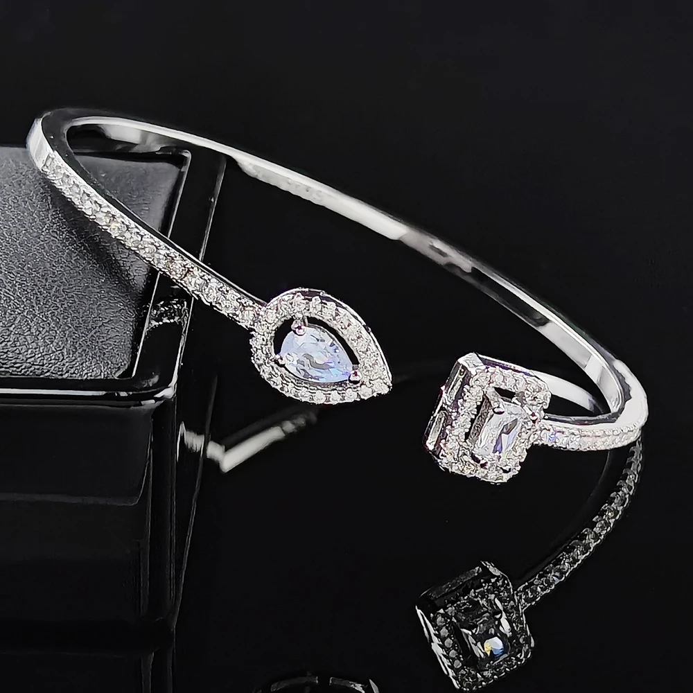 أساور مفتوحة مستديرة من الزركونيا المكعبة للرجال و...