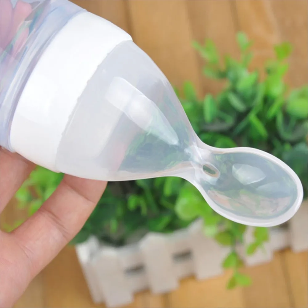 Newborn Baby Squeeze Feeding Bottle Silicone Training Porridge Rice Spoon Infant Cereal Food Supplement Feeder Safe Tableware 4