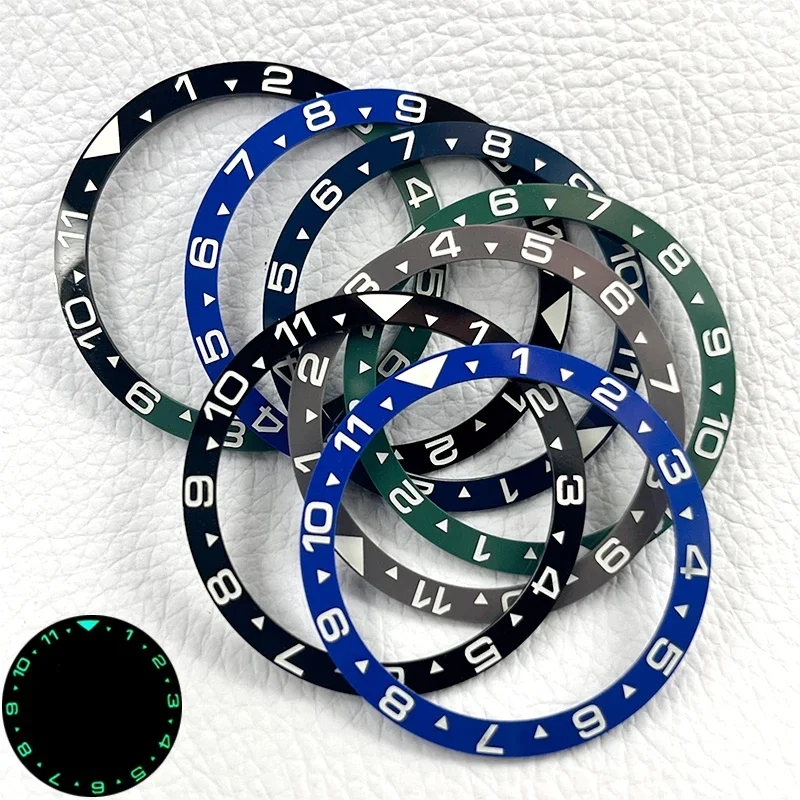 Enhanced 38mm Flat Super Luminous Ceramic Watch Bezel Insert
