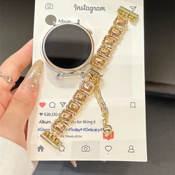 Elegant Colorful Diamond Metal Women's Bracelet Watch Strap - 22MM (Gold)