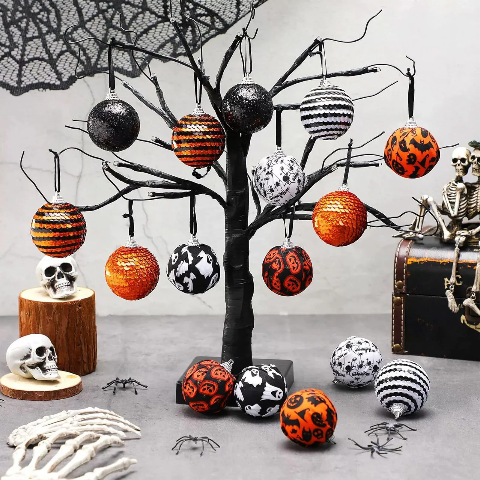 Halloween-Holzornamente-Set, Urlaubsparty-Dekoration, Baum-Hängedekoration für Zuhause, draußen, drinnen, gruselige Dekorationen