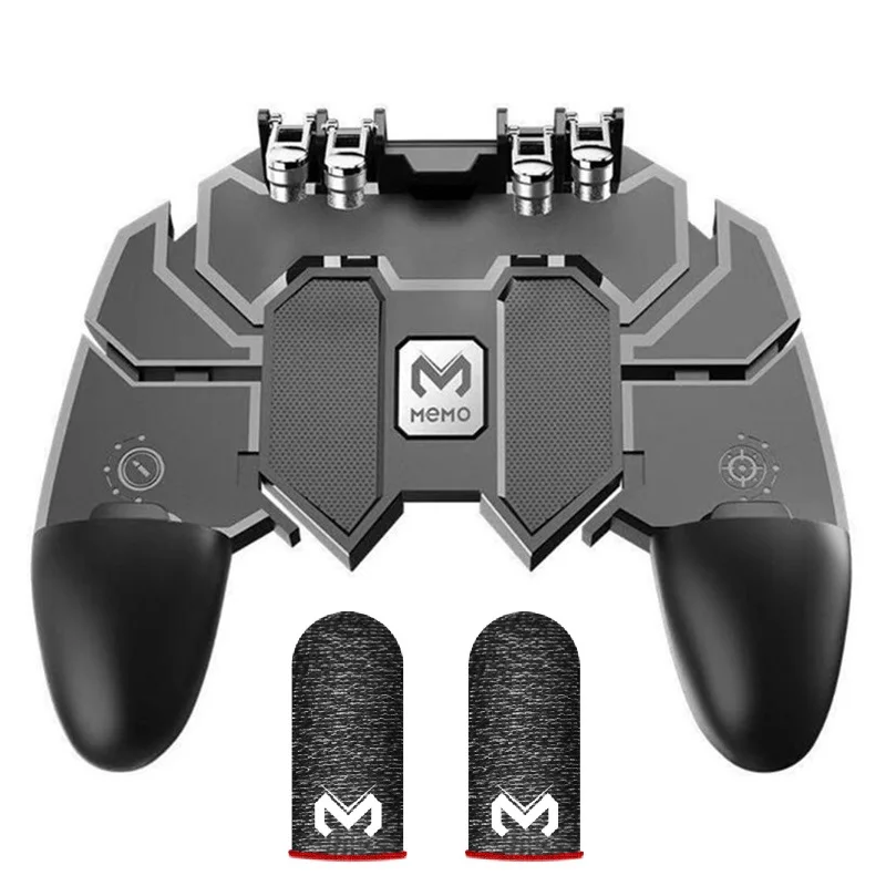 AK66 6 Dedos Do Telefone Móvel PUBG Controlador de Jogo ABS Gamepad Metal  Gatilho Botão Tiro