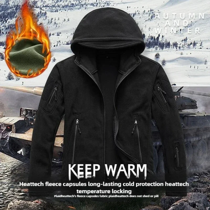 Men's Polar Fleece Military Jacket Autumn Winter Windproof Cold Resistant Thick Fleece Coat Men Outdoor Army Tactial Jackets