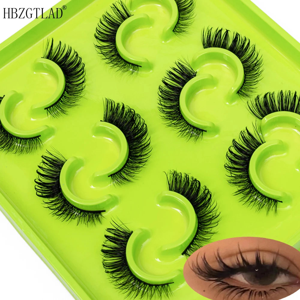 

6pairs Cat eye Eyelashes 3D Natural False Lashes Fluffy Soft Cross Wet look Manga Lashes Wispy Natural Eyelash Extension Makeup