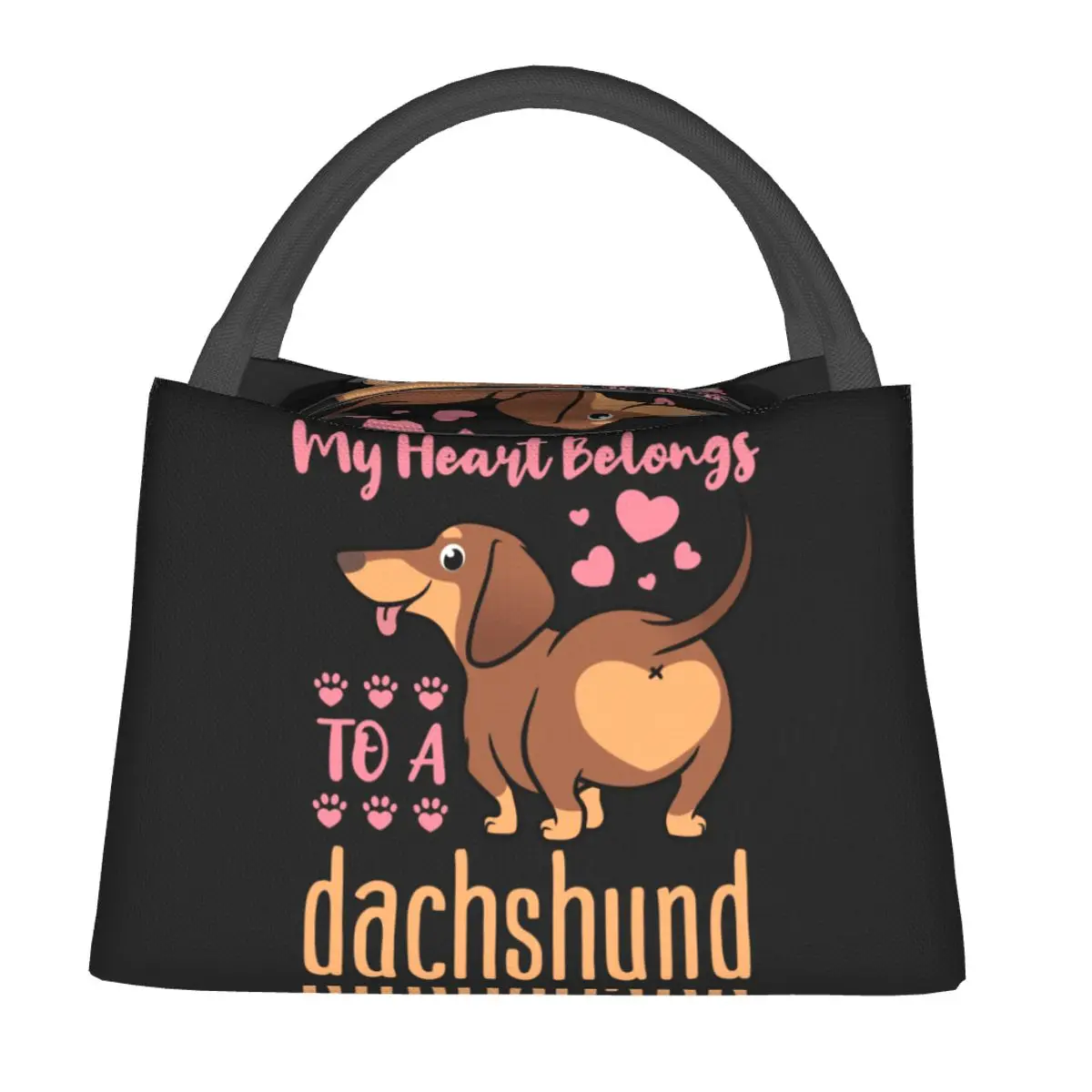 

Funny Dachshund Lunch Bag Dog Animal Convenient Lunch Box Outdoor Picnic Print Cooler Bag Retro Oxford Thermal Tote Handbags