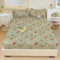MissDeer Elastic Bed Sheets Sets Double Bed Flower Pring Fitted Sheet Without Pillowcases Single Queen King Size Bed Cover 1
