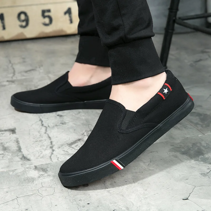 Denim Men's Canvas Shoes Slip-On Sneakers Male Flats Breathable Loafers for Men 2024 Summer Trainers Light Black Shoes Footwear 3