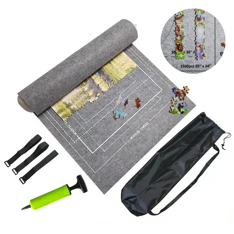 Portable Puzzle Roll-Up Felt Mat for Up to 1500 Pieces - Jigsaw Puzzle Accessory Playmat