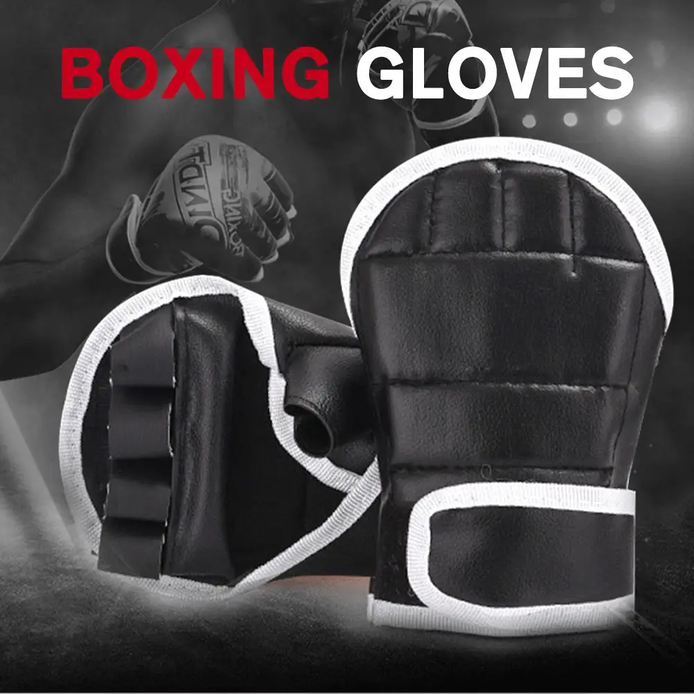 

Boxing Half Finger Gloves PU Leather Breathable Fighting Kick Boxing Karate Muay Thai Training Gloves For Kids Men J1K3