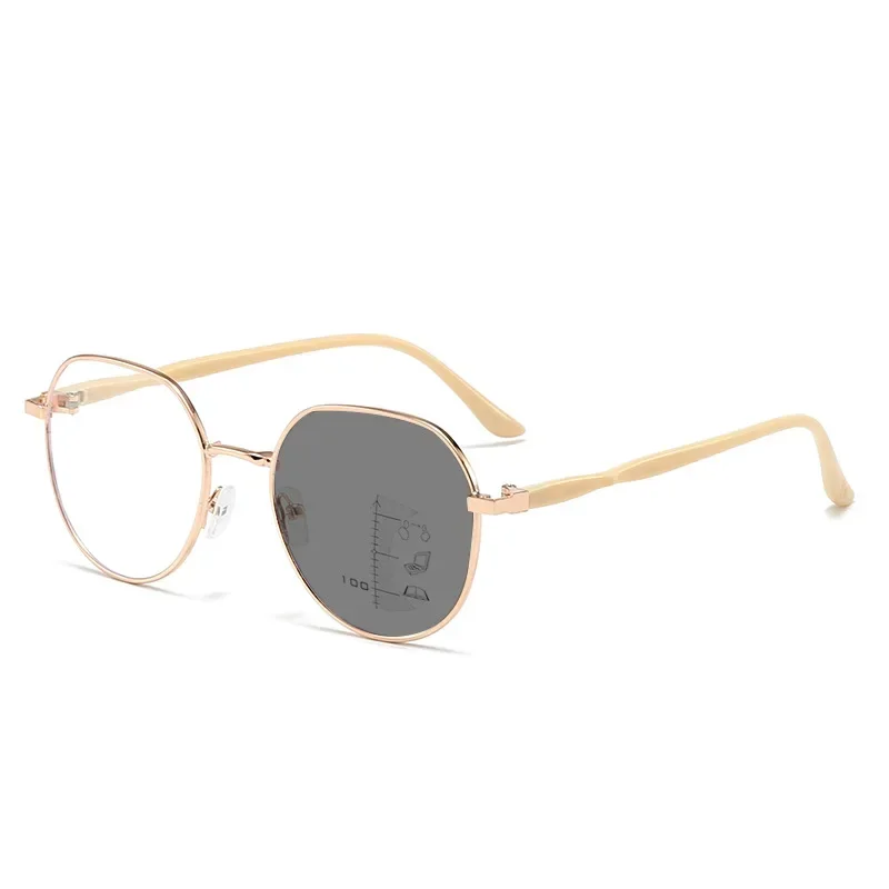 Fashion Metal Frame Finished Near Far Sight Glasses Unisex Outdoor Color Changing Multifocal Reading Glasses Diopter Presbyopia 5