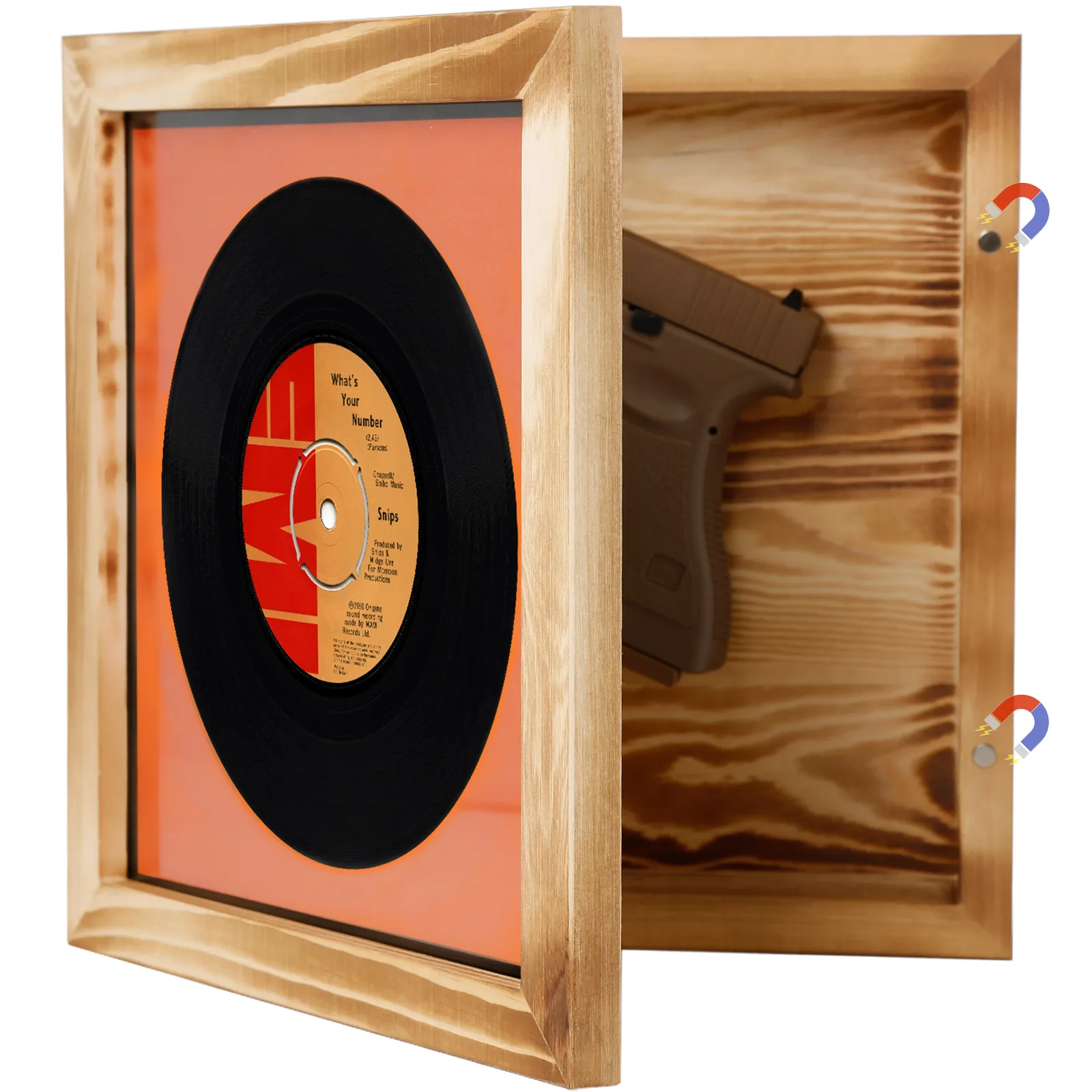 

Hidden Gun Shelf Concealment Wooden Picture Frame Hidden Safe for Pistols Handgun Money Case Gun Safe Storage with Magnetic Door