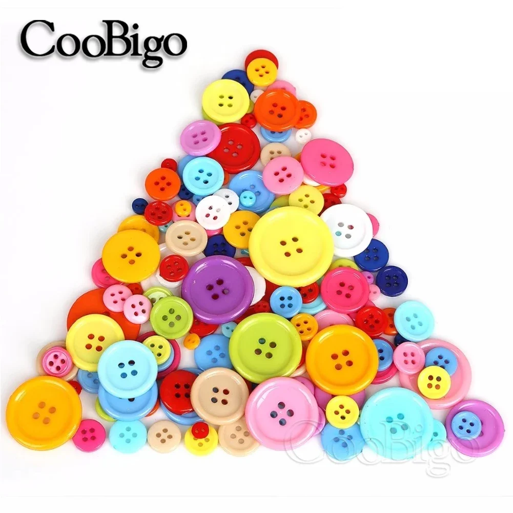 50-500pcs Plastic Sewing Button for Clothes Needlework DIY Craft Accessories 4-holes Round 8mm 9mm 10mm 13mm 15mm 18mm 20mm 25mm 5