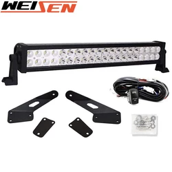 Barre lumineuse LED droite et supports de capot supérieur + Kit de câblage, pour Jeep Wrangler TJ 4WD 1997 – 2006 et LJ 4WD 2004 2006 20 "120W 